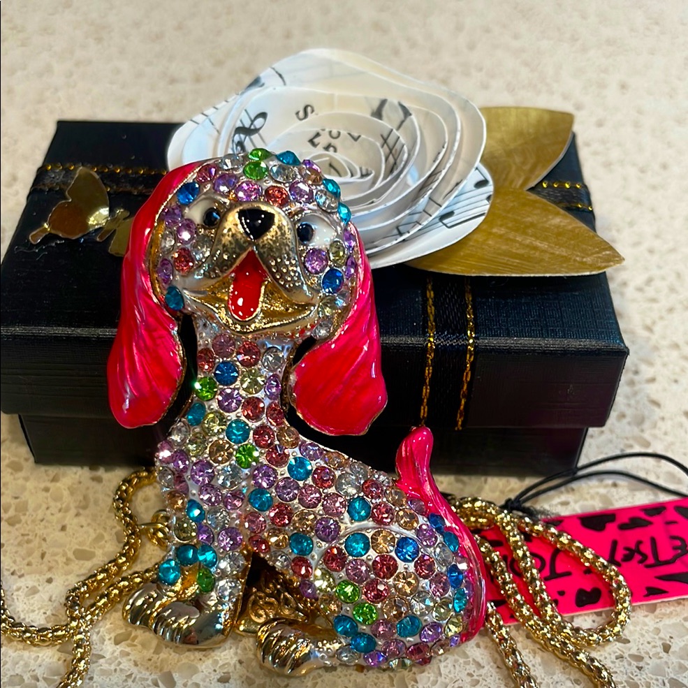 Betsey Johnson Colorful Crystal Dog Necklace